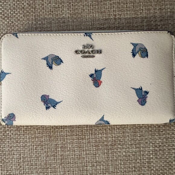 Disney X Coach Accordion Zip Wallet With Cinderella Flying Birds Print C2893